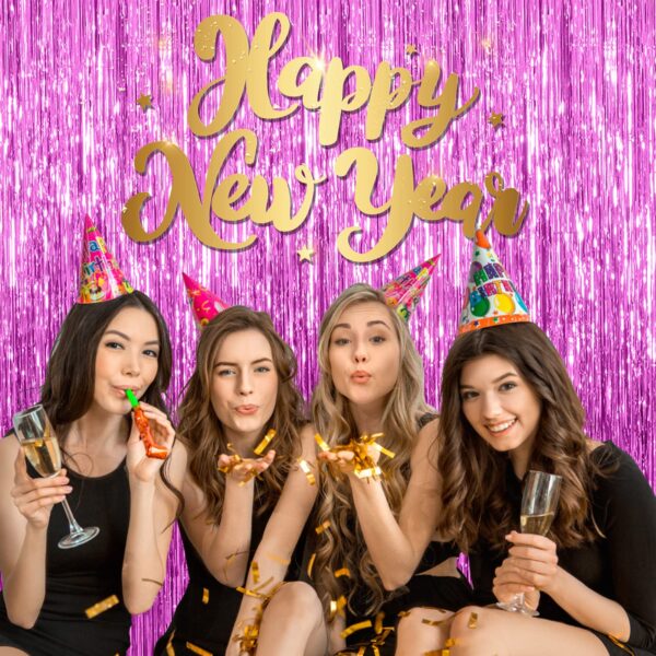 5 Pack Foil Curtain Backdrop Metallic Tinsel Foil Fringe Curtains Photo Booth Props for Birthday Wedding Engagement Baby Shower Bachelorette Christmas Holiday Celebration Party Decorations - Image 6