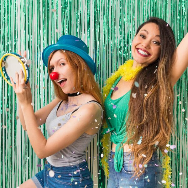 2 Pack Foil Curtain Backdrop Green Metallic Tinsel Foil Fringe Curtains Photo Booth Props for Birthday Wedding Engagement Baby Shower Bachelorette Christmas Holiday Celebration Party Decorations - Image 5