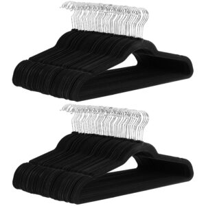 Amazon Basics Slim Velvet, Non-Slip Suit Clothes Hangers, Pack of 100, Black