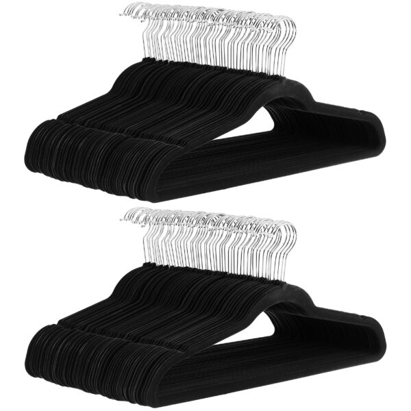 Amazon Basics Slim Velvet, Non-Slip Suit Clothes Hangers, Pack of 100, Black