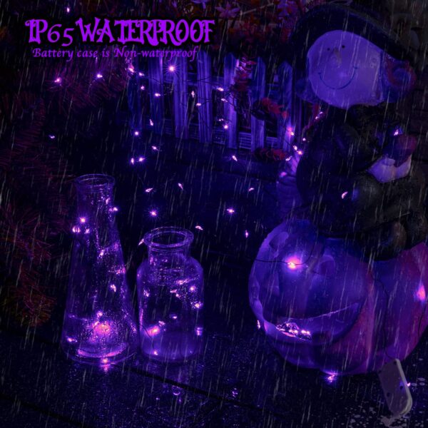 Brightown 24 Pack Fairy Lights Battery Operated, Halloween String Lights Waterproof Black Wire 7 ft 20 LED Firefly Starry Lights for Hallowen Decorations DIY Paper Lantern Craft Pumpkin (Purple) - Image 3
