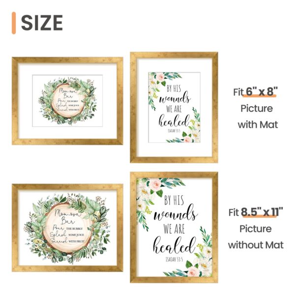 upsimples 8.5 By 11 Picture Frame, Display Pictures 6x8 with Mat or 8.5 x 11 Without, Wall Hanging Photo Frames, Bronze, 1 Pack - Image 3