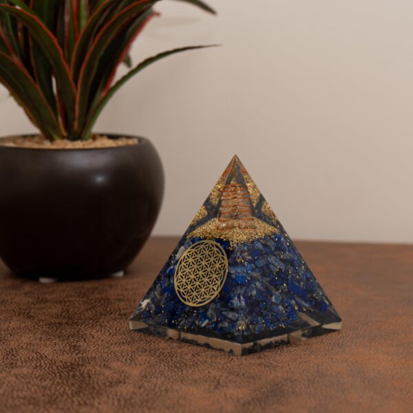 Agate Mart Lapis Lazuli Orgonite Pyramid - Healing Crystals for Success - Elevate Meditation with Orgonite Energy, Includes Black Tourmaline Pendant - Image 7