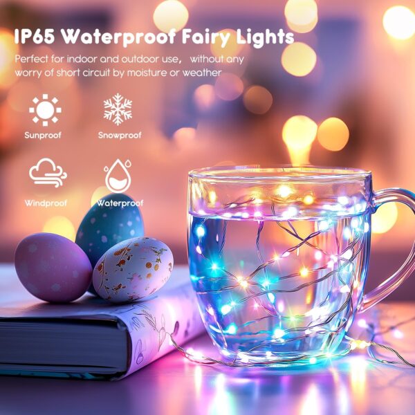 Brightown 12 Pack Easter Day Pastel LED Fairy Lights Battery Operated - Waterproof Silver Wire 7 ft 20 LED Firefly Lights for Easter Day Decor DIY Craft Party Bedroom - Image 4