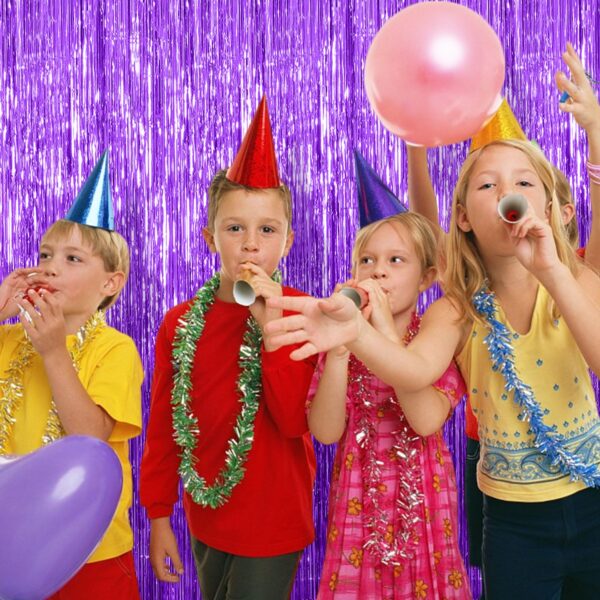 10 Pack Foil Curtain Backdrop Purple Metallic Tinsel Foil Fringe Curtains Photo Booth Props for Birthday Wedding Engagement Baby Shower Bachelorette Christmas Holiday Celebration Party - Image 3