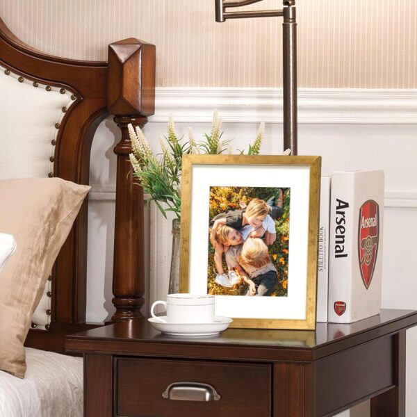 upsimples 8.5 By 11 Picture Frame, Display Pictures 6x8 with Mat or 8.5 x 11 Without, Wall Hanging Photo Frames, Bronze, 1 Pack - Image 2