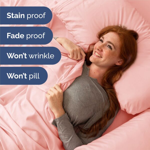 King Size 4 Piece Sheet Set - Comfy Breathable & Cooling Bed Sheets Set - Hotel Luxury Bedding for Women, Men, Kids, Teens, Boys & Girls - Deep Pockets, Ultra-Soft, Wrinkle Free - Oeko-Tex - Baby Pink - Image 5