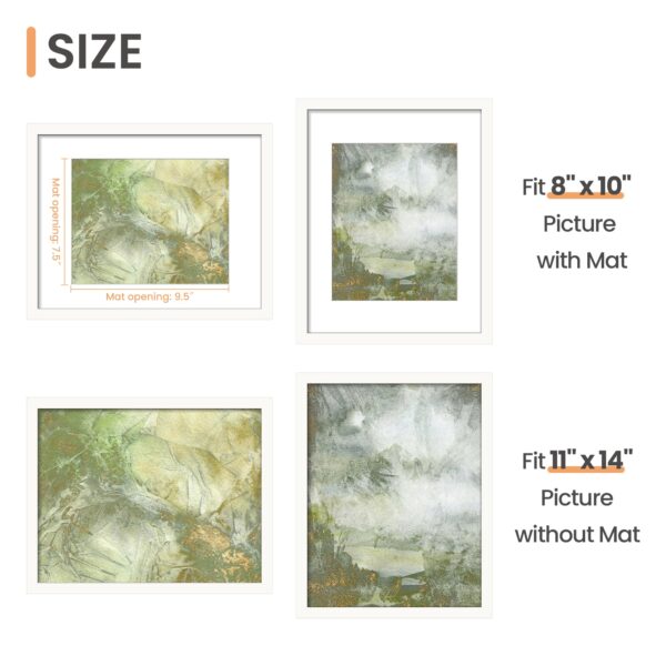 upsimples 11x14 Picture Frame, Display Pictures 8x10 with Mat or 11x14 Without Mat, Wall Hanging Photo Frame, White, 1 Pack - Image 3