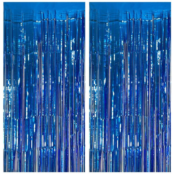 2 Pack Blue Party Decorations Ocean Party Decor Supplies Blue Party Streamers Birthday Decorations Tinsel Foil Fringe Curtains Photo Booth Props Celebration Decorations