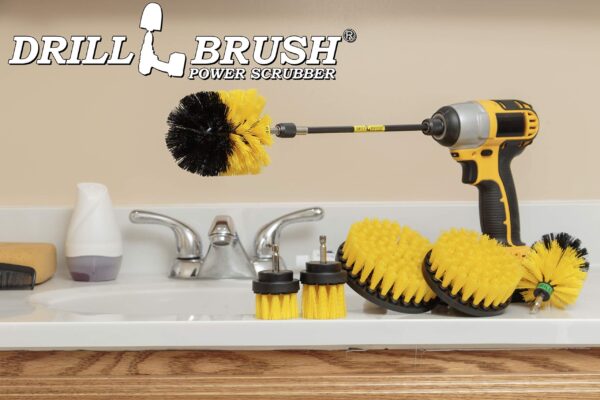 Drillbrush Ultimate Yellow Cleaning Tools - Drill Brush Attachment for Bathroom, Shower, Tub, Tile, Grout, Toilet, and Sink - Bathroom Scrubber Cordless Drill Attachment - Shower Detailing Brush Set - Image 7
