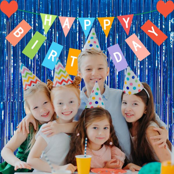 2 Pack Blue Party Decorations Ocean Party Decor Supplies Blue Party Streamers Birthday Decorations Tinsel Foil Fringe Curtains Photo Booth Props Celebration Decorations - Image 5