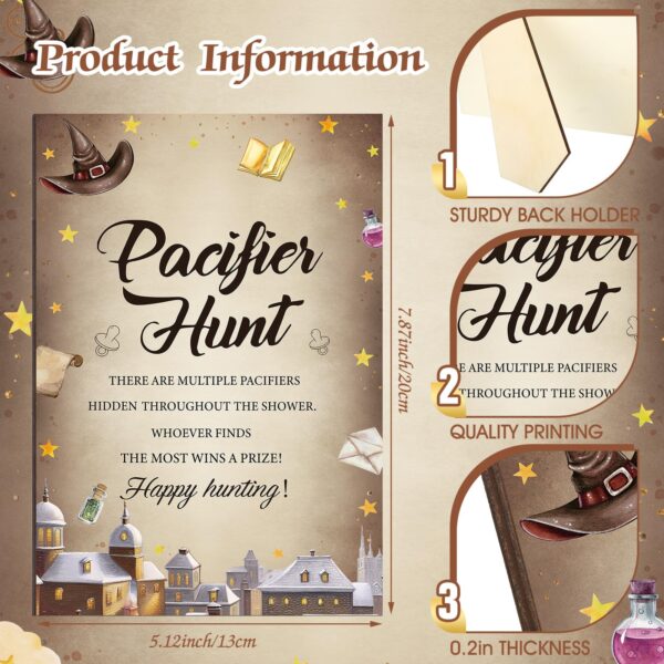 Thyle 51 Pcs Pacifier Hunt Baby Shower Games Include Hunt Sign and 50 Acrylic Pacifiers for Baby Shower Game Decoration Gift Sets Gender Reveal Party Decor(Magical Wizard) - Image 4