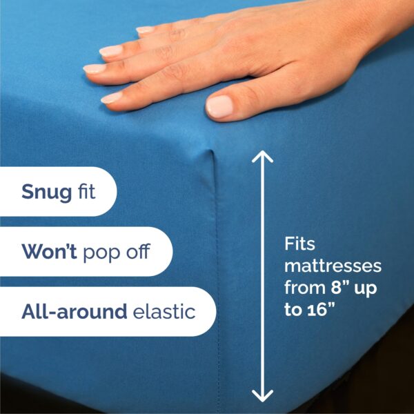 Queen Size 4 Piece Sheet Set - Comfy Breathable & Cooling Bed Sheets Set - Hotel Luxury Bedding for Women, Men, Kids, Teens, Boys & Girls - Deep Pockets, Soft and Wrinkle Free - Oeko-Tex - Denim Blue - Image 3