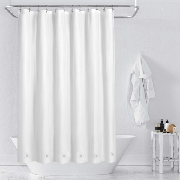 Barossa Design White Shower Curtain Liner with 6 Magnets - Waterproof PEVA Shower Liner for Bath Tub, 72" x 72" Standard Size, PVC Free & Metal Grommets - White, 72x72 - Image 5