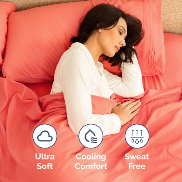 Twin Size 3 Piece Sheet Set - Comfy Breathable & Cooling Bed Sheets Set - Hotel Luxury Bedding for Women, Men, Kids, Teens, Boys & Girls - Deep Pockets, Ultra-Soft and Wrinkle Free - Oeko-Tex - Coral - Image 4