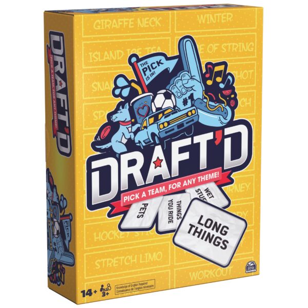 Spin Master Games, Draft’d, Competitive Drafting Party Game with Hilarious Prompts for College Nights, Football Watch Parties, Happy Hour Activity, for Teens & Adults, 3-5 Players, for Ages 14 & Up - Image 9