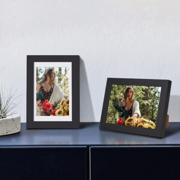 upsimples 4x6 Picture Frame, Display Pictures 3.5x5 with Mat or 4 x 6 Without, Wall Hanging Photo Frames, Black, 1 Pack - Image 2