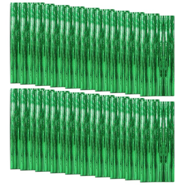 20 Pack Foil Curtain Backdrop Green Metallic Tinsel Foil Fringe Curtains Photo Booth Props for Birthday Wedding Engagement Baby Shower Bachelorette Christmas Holiday Celebration Party Decorations