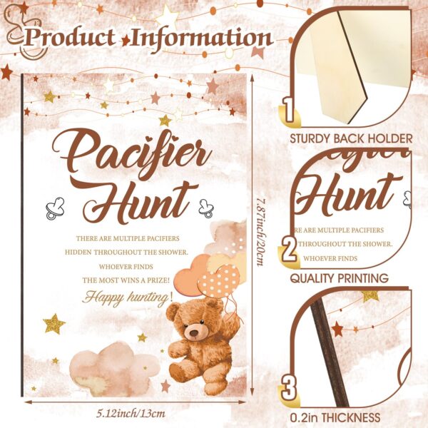 Thyle 51 Pcs Pacifier Hunt Baby Shower Games Include Hunt Sign and 50 Acrylic Pacifiers for Baby Shower Game Decoration Gift Sets Gender Reveal Party Decor(Brown Bear) - Image 3