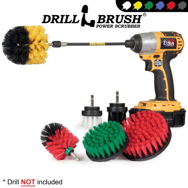 Ultimate Drillbrush Variety Kit with Long Reach Extension - Power Scrubber - Glass Cleaner - Bathroom Accessories - Shower Cleaner - Kitchen Accessories - Deck Brush – Grout Cleaner - Garden Statues - Image 4