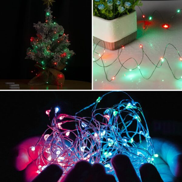 Brightown 12 Pack Led Fairy Lights Battery Operated String Lights Waterproof Silver Wire 7 Feet 20 Led Firefly Starry Moon Lights for DIY Wedding Party Bedroom Patio Christmas (12 Pack, Red & Green) - Image 6