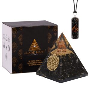 Agate Mart Sunghite Orgonite Pyramids - Healing Crystals for Success - Elevate Meditation with Orgonite Energy, Includes Sunghite Pendant