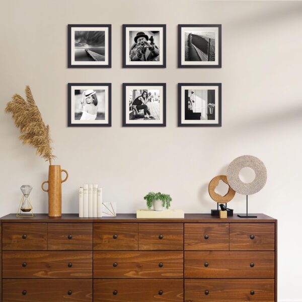 upsimples 10x10 Picture Frame, Display Pictures 8x8 with Mat or 10 x 10 Without, Wall Hanging Square Frames, Black, 1 Pack - Image 2