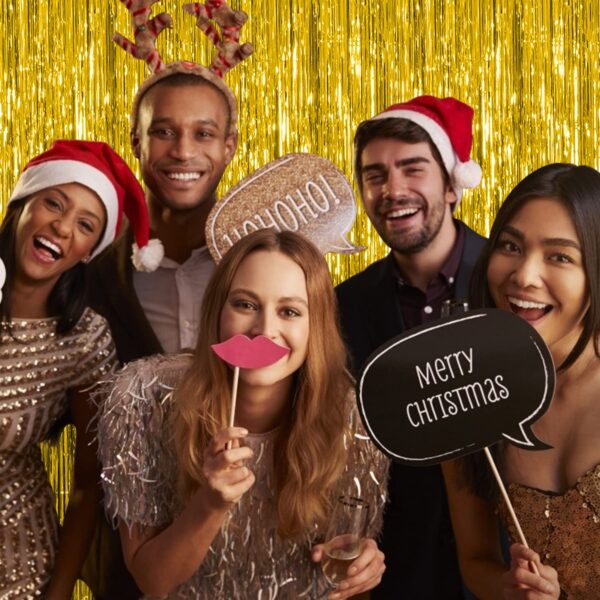5 Pack Foil Curtain Backdrop Gold Metallic Tinsel Foil Fringe Curtains Photo Booth Props for Birthday Wedding Engagement Baby Shower Bachelorette Christmas Holiday Celebration Party Decorations - Image 6