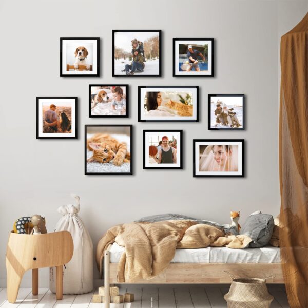 upsimples 12x12 Picture Frame, Display Pictures 8x8 with Mat or 12x12 Without Mat, Wall Hanging Photo Frame, Black, 1 Pack - Image 2