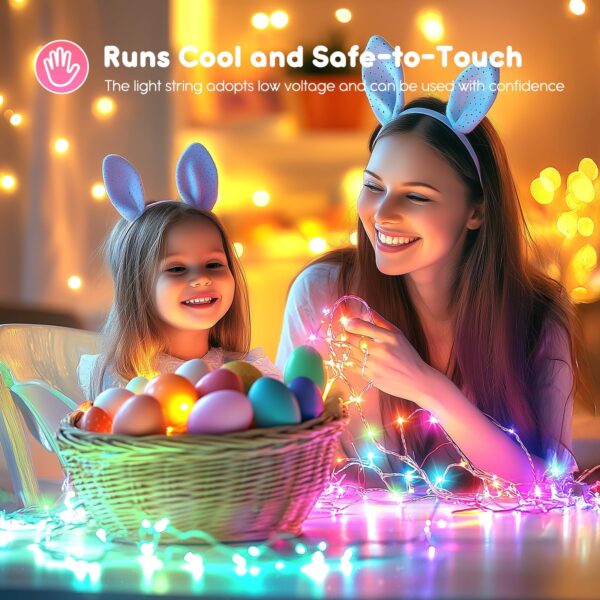 Brightown 12 Pack Easter Day Pastel LED Fairy Lights Battery Operated - Waterproof Silver Wire 7 ft 20 LED Firefly Lights for Easter Day Decor DIY Craft Party Bedroom - Image 3