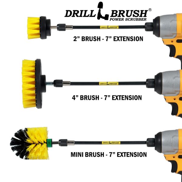 Drillbrush Ultimate Yellow Cleaning Tools - Drill Brush Attachment for Bathroom, Shower, Tub, Tile, Grout, Toilet, and Sink - Bathroom Scrubber Cordless Drill Attachment - Shower Detailing Brush Set - Image 8