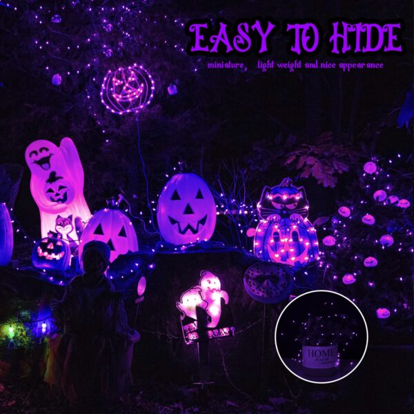 Brightown 24 Pack Fairy Lights Battery Operated, Halloween String Lights Waterproof Black Wire 7 ft 20 LED Firefly Starry Lights for Hallowen Decorations DIY Paper Lantern Craft Pumpkin (Purple) - Image 4