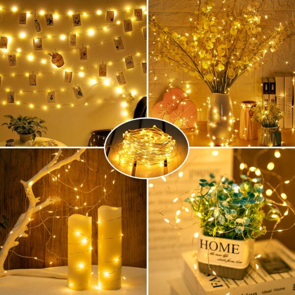 Brightown 24 Pack Fairy Lights Battery Operated - 7Ft 20 Led Mini String Lights Silver Wire Waterproof Firefly Starry DIY Lights for Bedroom Patio Wedding Party Christmas Decor (Warm White) - Image 5