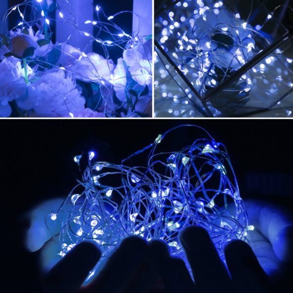 Brightown 12 Pack Led Fairy Lights Battery Operated String Lights Waterproof Silver Wire 7 Feet 20 Led Firefly Starry Moon Lights for DIY Wedding Party Bedroom Patio Christmas (12 Pack, Blue & White) - Image 6