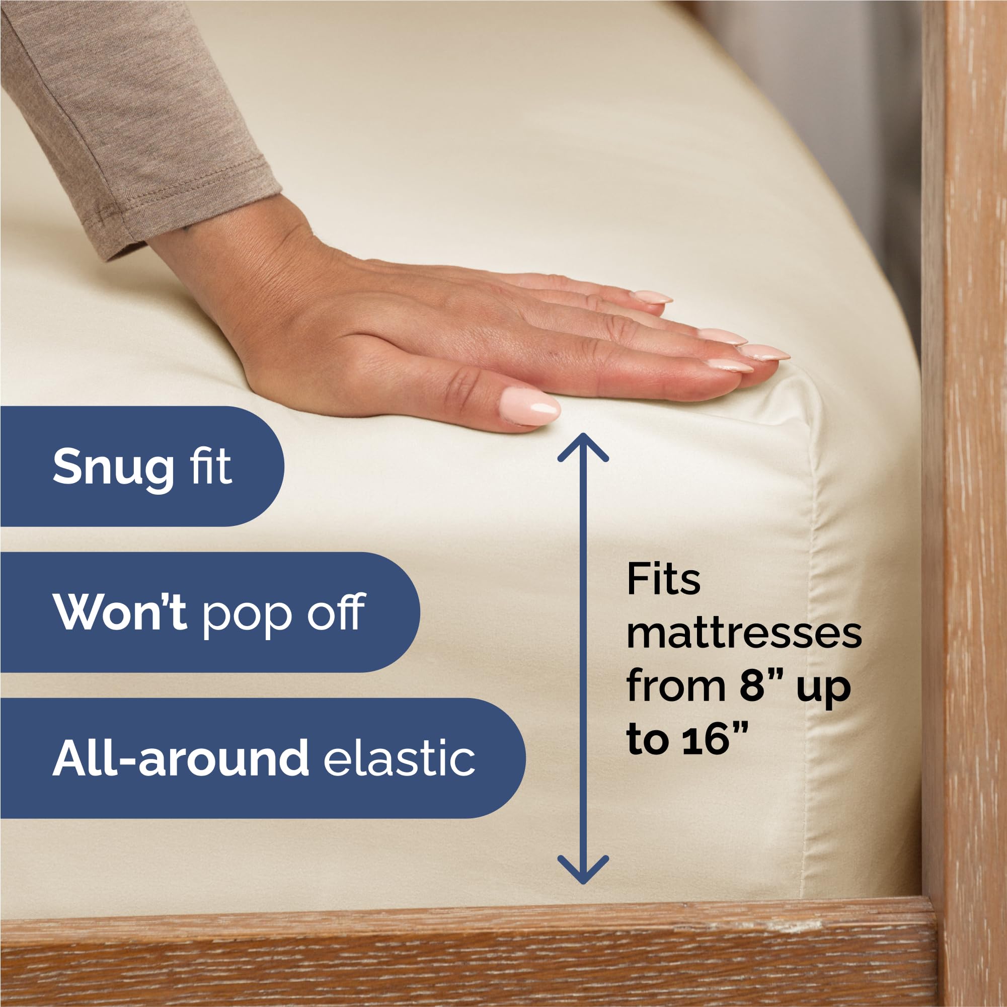 Split King Size 5 Piece Sheet Set - Comfy Breathable & Cooling Bed Sheets Set - Hotel Luxury Bedding for Women, Men, Kids, Teens, Boys & Girls - Deep Pockets, Soft, Wrinkle Free - Oeko-Tex - Off White - Image 3