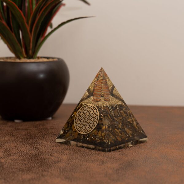 Agate Mart Tiger Eye Orgonite Pyramids with Black Tourmaline Pendant - Grounding and Protective Energy Set - Image 7