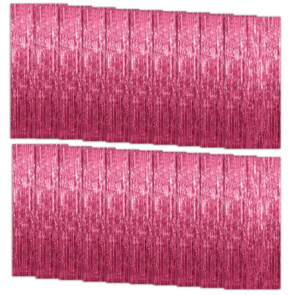 20 Pack Foil Curtain Backdrop Pink Metallic Tinsel Foil Fringe Curtains Photo Booth Props for Birthday Wedding Engagement Baby Shower Bachelorette Christmas Holiday Celebration Party Decorations