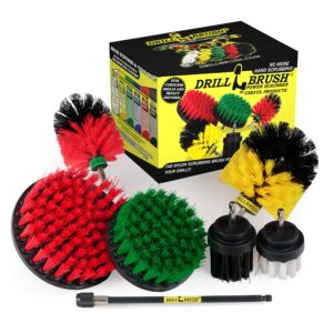 Ultimate Drillbrush Variety Kit with Long Reach Extension - Power Scrubber - Glass Cleaner - Bathroom Accessories - Shower Cleaner - Kitchen Accessories - Deck Brush – Grout Cleaner - Garden Statues