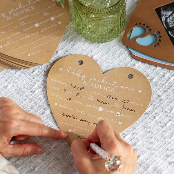 Heart Shaped Baby Shower Prediction Card Book Keepsake, By Kate Aspen Advice Cards, Best Wishes, Baby Shower Decoration, Gender Neutral Baby Shower Game & Party Activity - Image 7