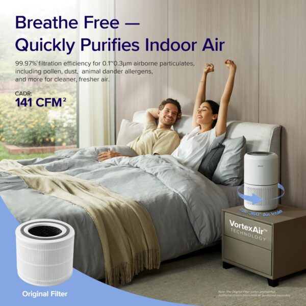 LEVOIT Air Purifier for Home Allergies Pets Hair 1095 ft2 Core300-P and Desktop HEPA Air Purifier for Bedroom 161 ft2 1 Pack - Image 3