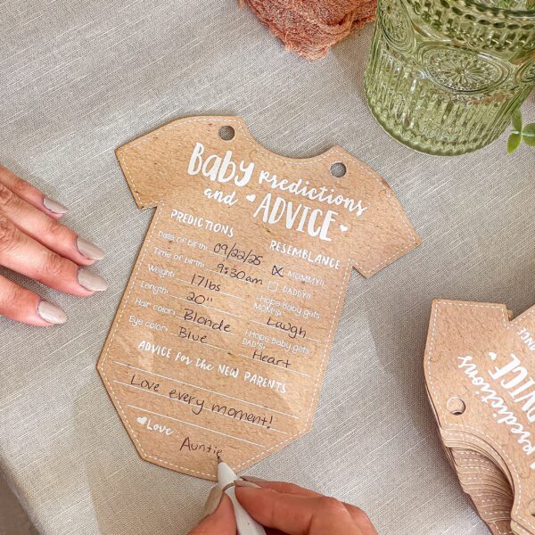 Onesie Baby Prediction Card Book Keepsake, By Kate Aspen Advice Cards, Best Wishes, Boho Baby Shower Decoration, Gender Neutral Baby Shower Game & Party Activity - Image 2